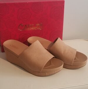 Carlos by Carlos Santana Beige Wedge Slides